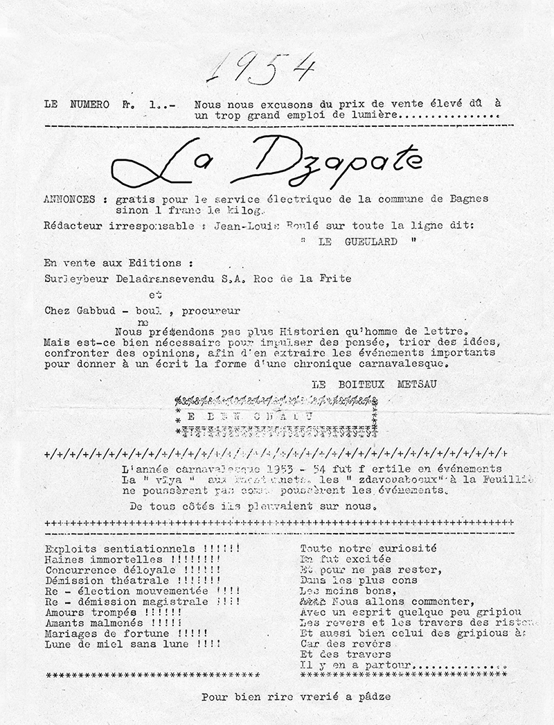 La Dzapate, journal de carnaval d'Entremont fête ses 65 ans...